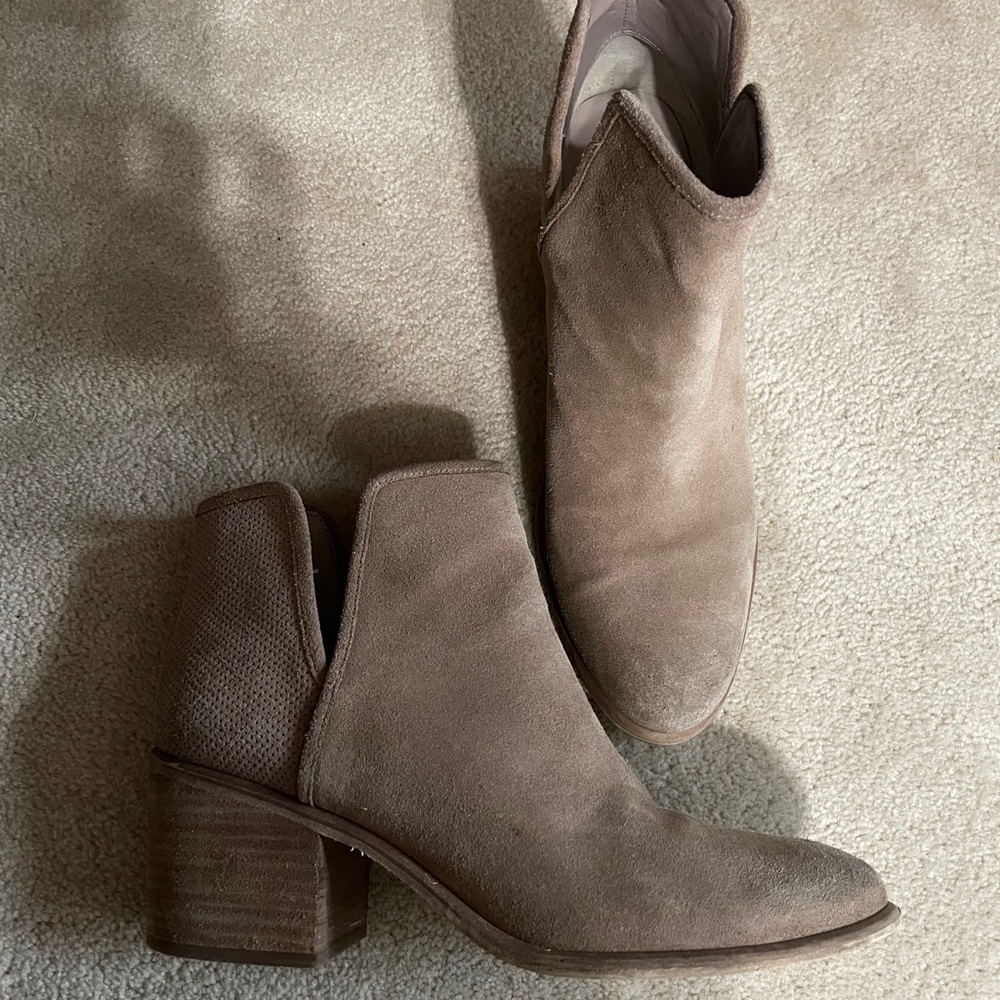 Hinge Suede Leather Booties with Cutout